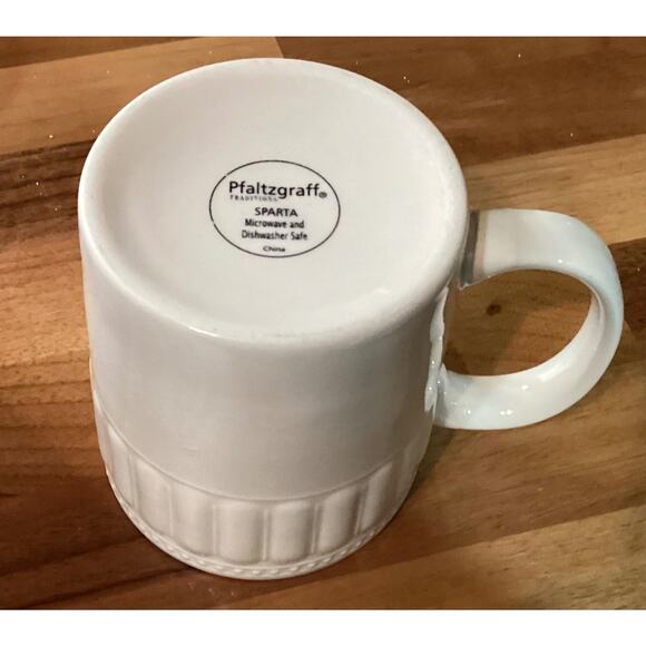 Set Of 4 Pfaltzgraff SPARTA Mug Ceramic White Coffee Cups Embossed Design - Picture 10 of 10